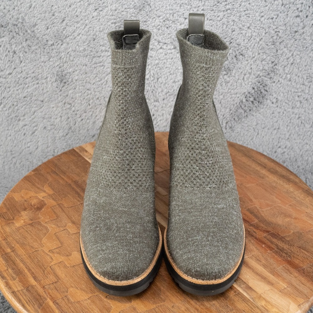 Sofft Women's Elaina Ankle Boots US Size 6.5 M Dark Gray Sweater Knit & Leather - Picture 2 of 8